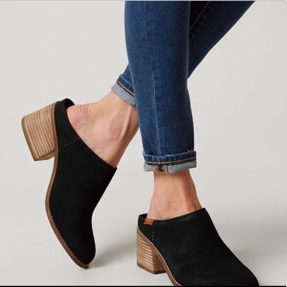 Toms Leila black suede mule